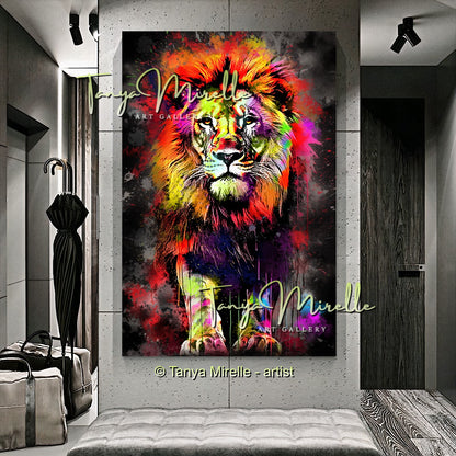 Colorful Graffiti Lion Canvas Print – Vibrant Animal Wall Art
