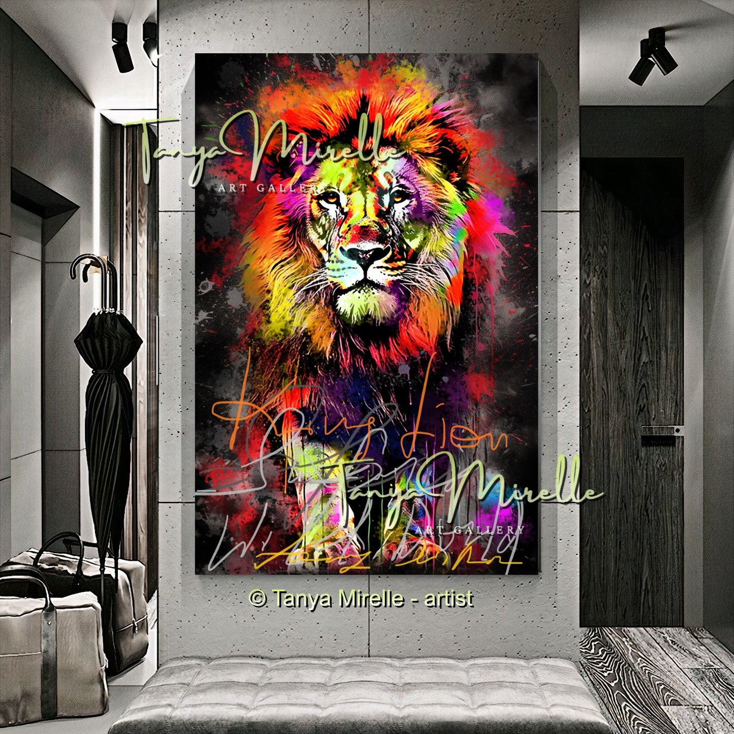 Colorful Graffiti Lion Canvas Print – Vibrant Animal Wall Art