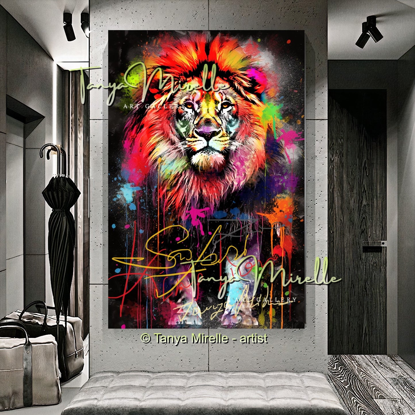 Colorful Graffiti Lion Canvas Print – Vibrant Animal Wall Art