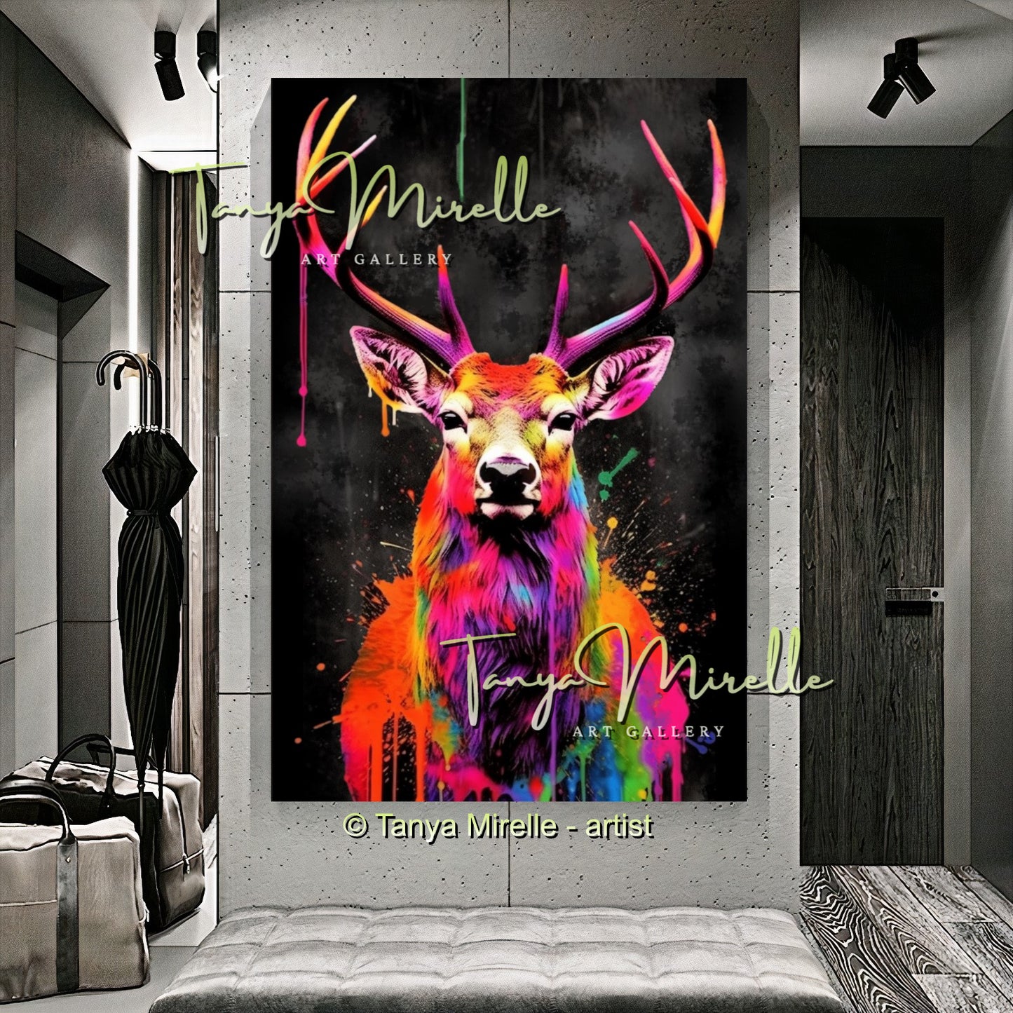 Vivid Graffiti Deer Canvas – Colorful Animal Print