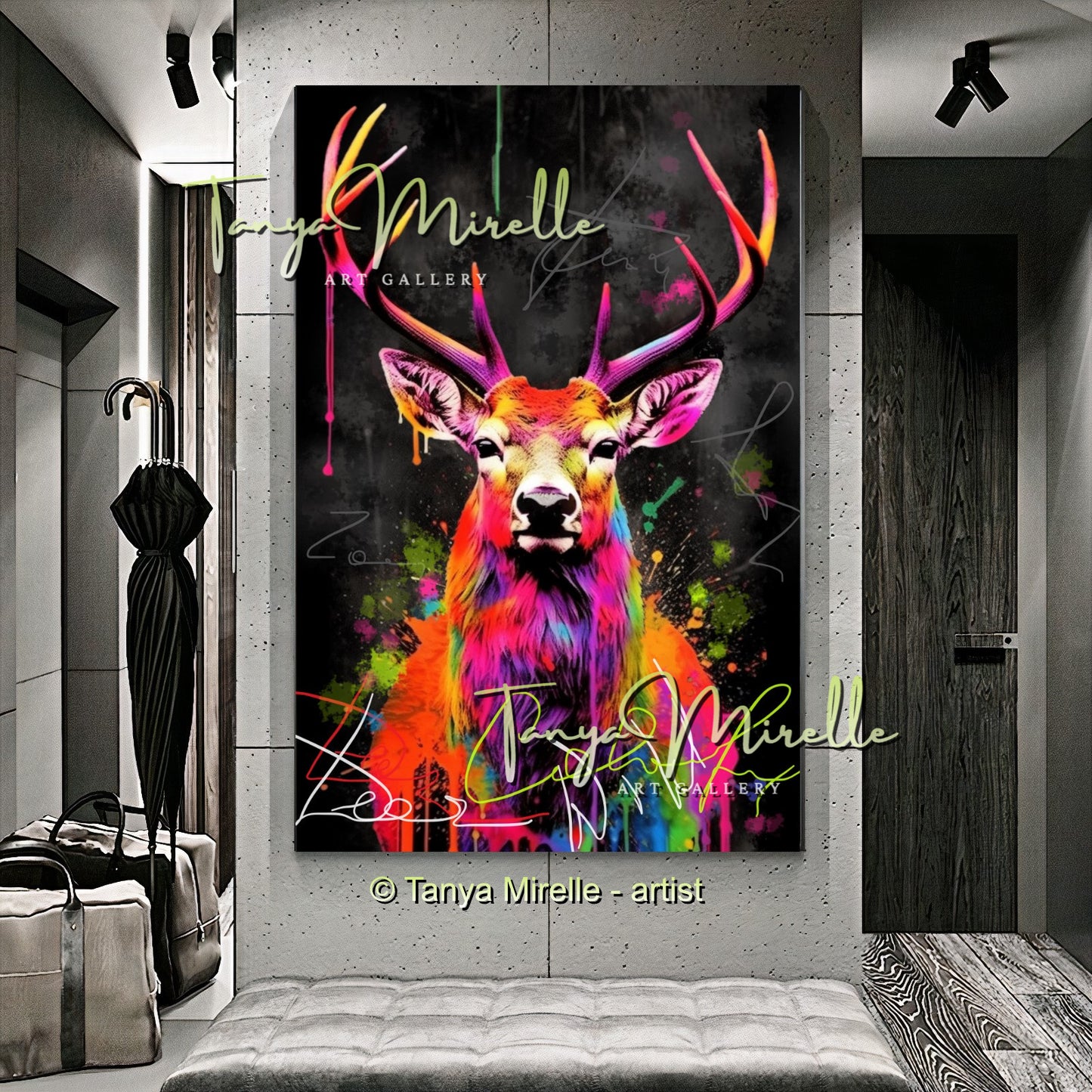 Vivid Graffiti Deer Canvas – Colorful Animal Print