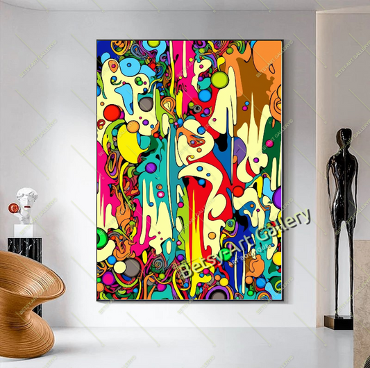 Bold Abstract Canvas Print, Vibrant Contemporary Home Decor