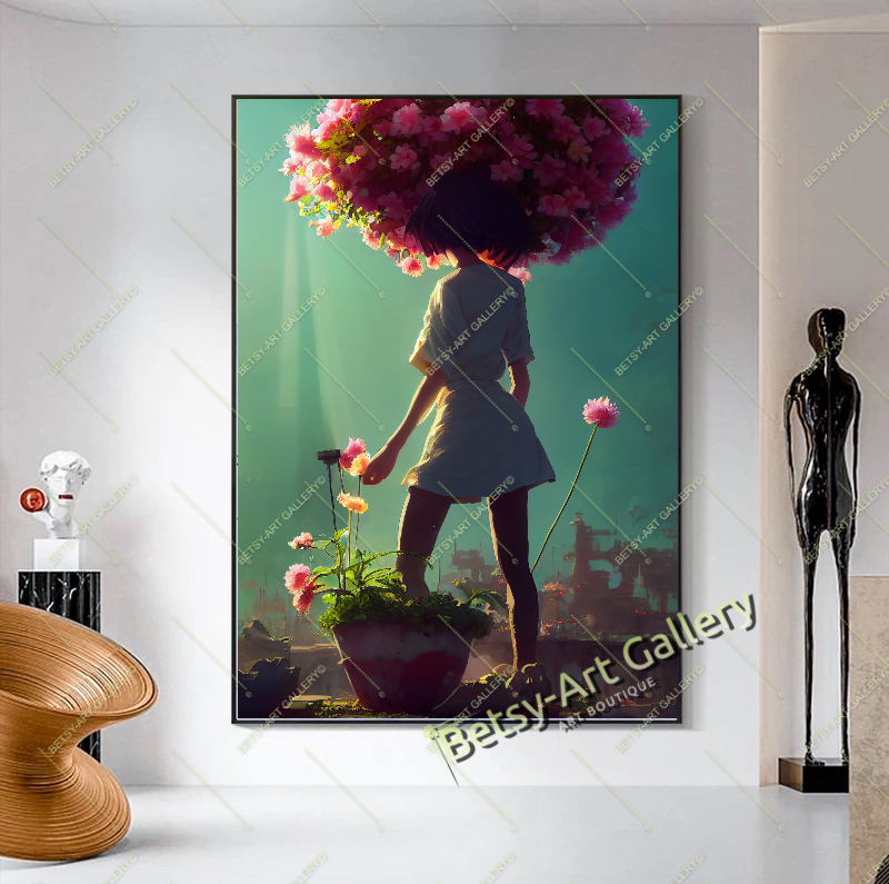 Elegant Lady at the Ocean Wall Art - Romantic Beach Scene Canvas Print