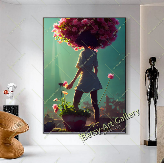 Elegant Lady at the Ocean Wall Art - Romantic Beach Scene Canvas Print