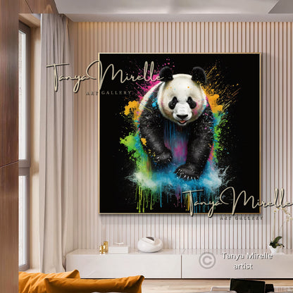 Vibrant Panda Print Art – Contemporary Canvas Wall Decor
