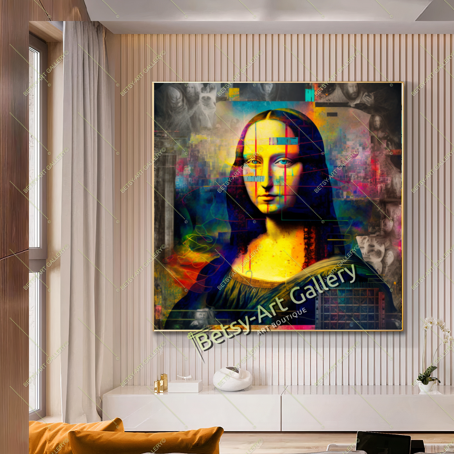 Mona Lisa Graffiti Art Canvas Print, Modern Jakonda Wall Art