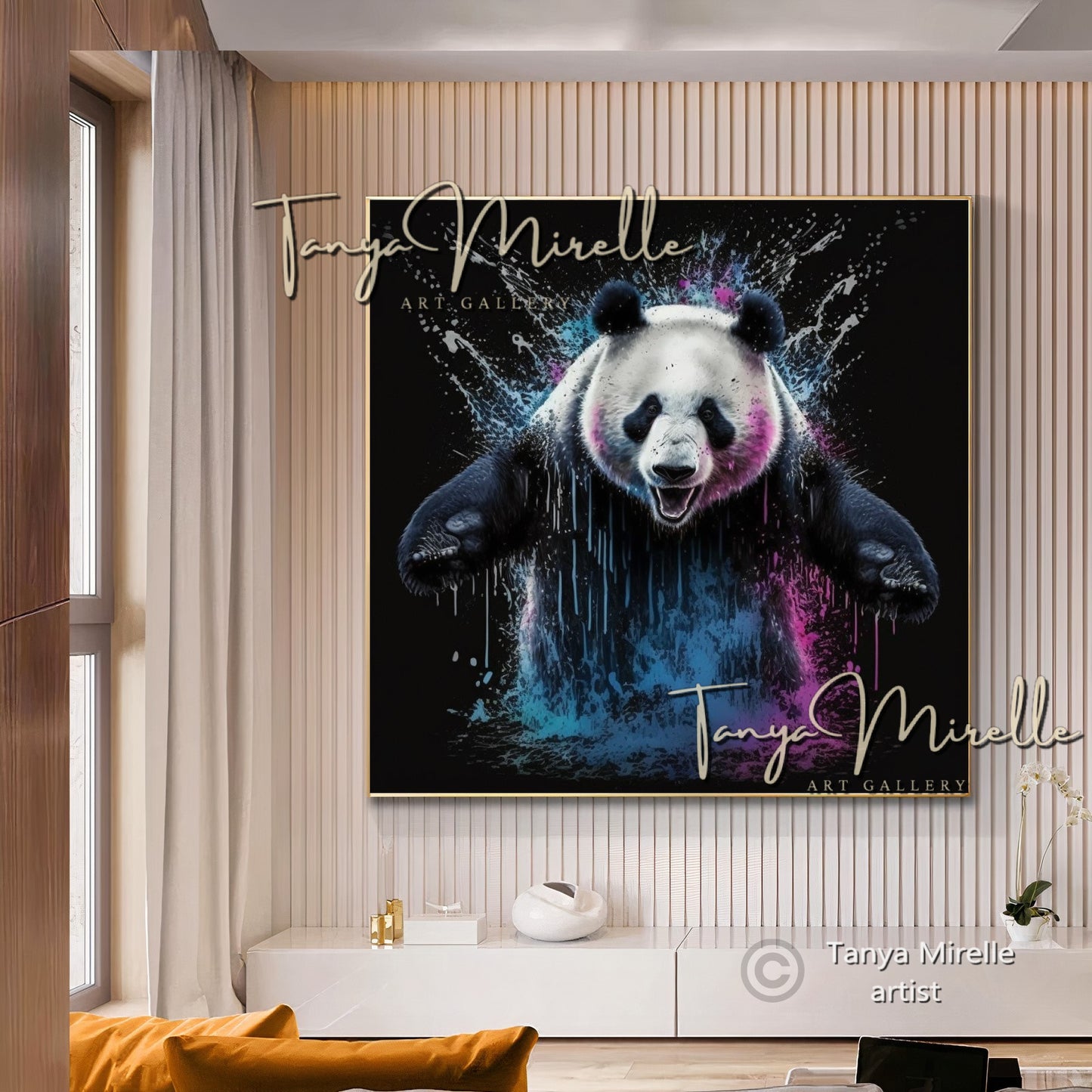 Vibrant Panda Print Art – Contemporary Canvas Wall Decor