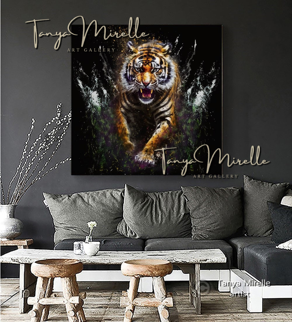Modern Tiger Art Print on Canvas – Abstract Animal Wall Art