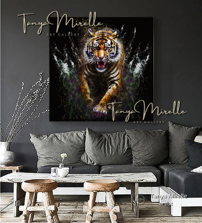Modern Tiger Art Print on Canvas – Abstract Animal Wall Art