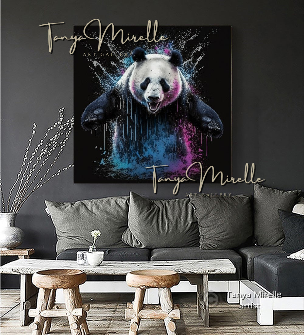Vibrant Panda Print Art – Contemporary Canvas Wall Decor