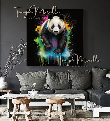 Vibrant Panda Print Art – Contemporary Canvas Wall Decor
