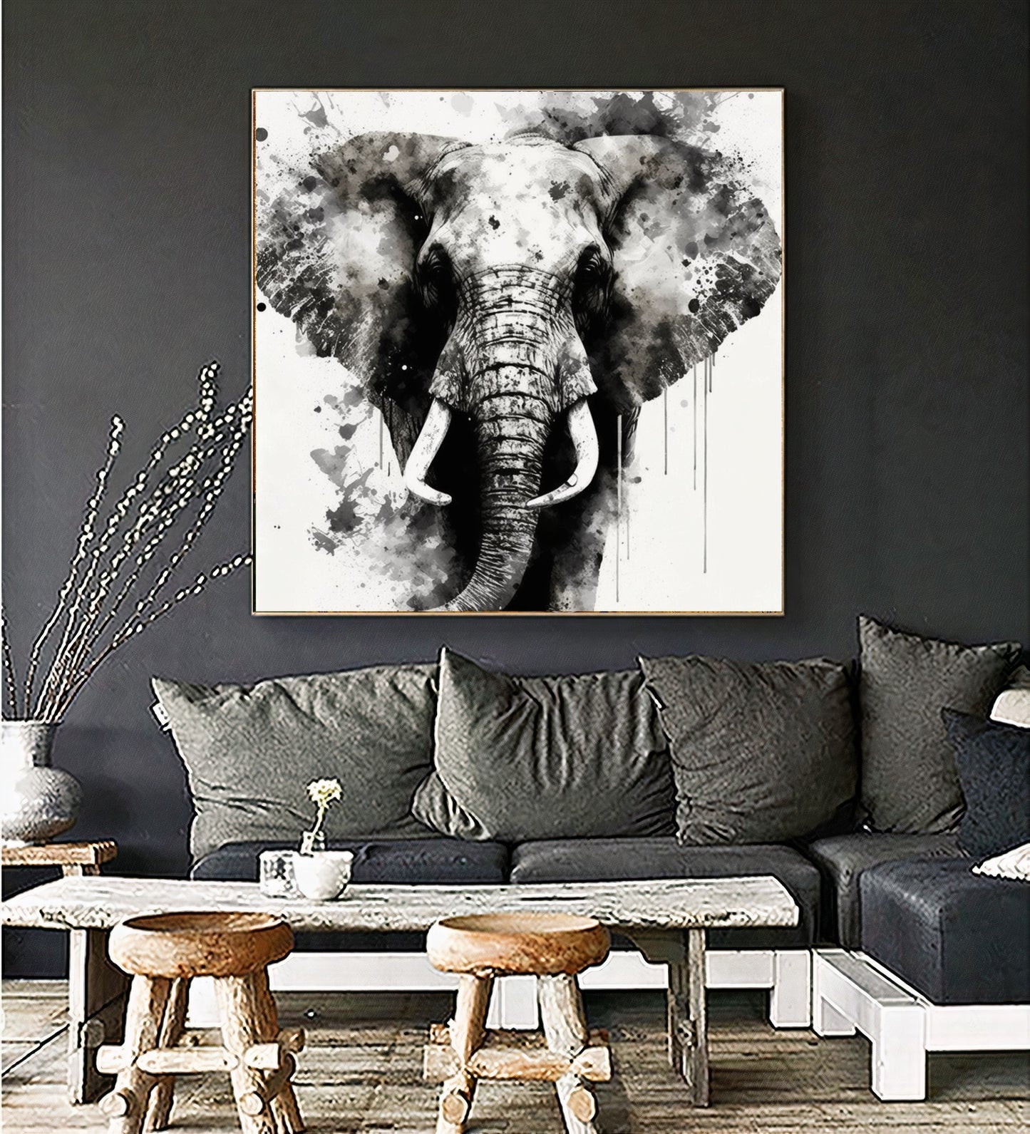 Graffiti Colorful Abstract Elephant Wall Art – Modern Wildlife Canvas Print