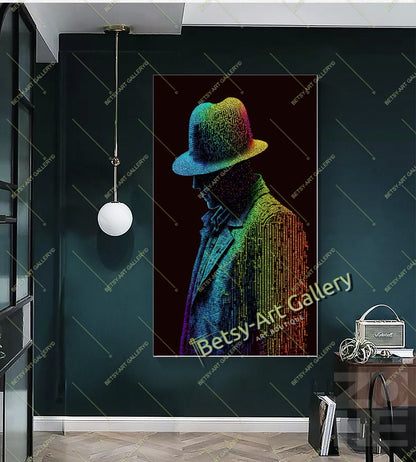 Green Neon Matrix Canvas Print, Modern Sci-Fi Home Decor