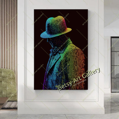 Green Neon Matrix Canvas Print, Modern Sci-Fi Home Decor