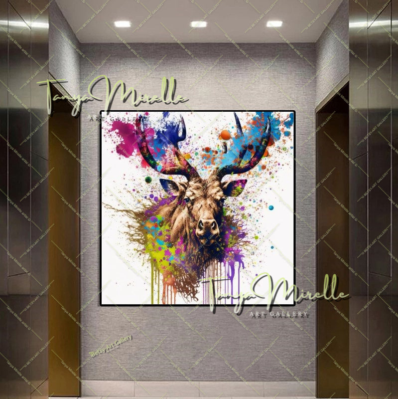 Colorful Deer Print on Canvas – Modern Wildlife Wall Art
