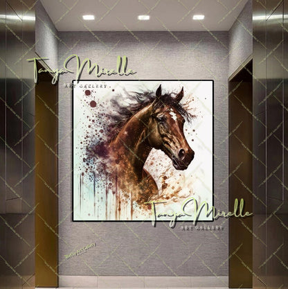 Horse Wall Decor – Abstract Equine Art on Stretched Canvas