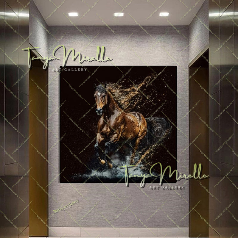 Horse Wall Decor – Abstract Equine Art on Stretched Canvas