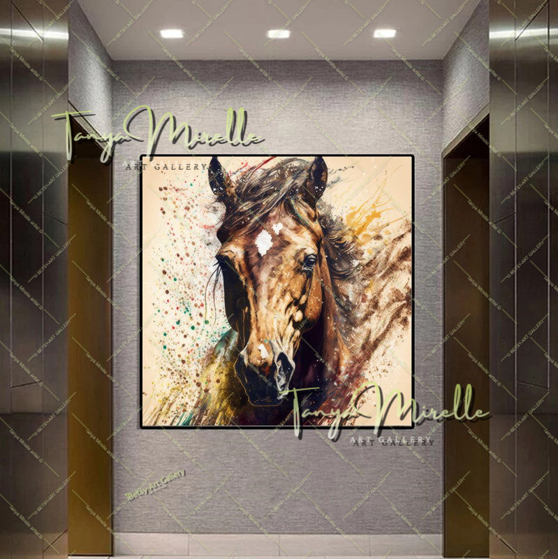 Horse Wall Decor – Abstract Equine Art on Stretched Canvas