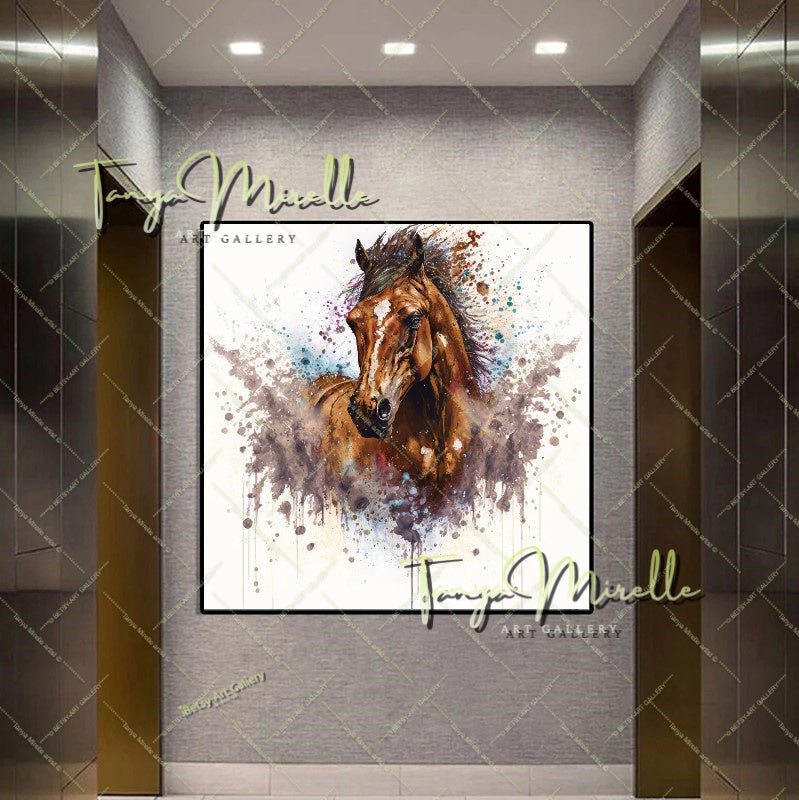 Horse Wall Decor – Abstract Equine Art on Stretched Canvas