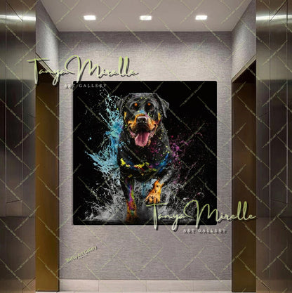 Floral Dog Canvas Print –  Modern Animal Wall Art
