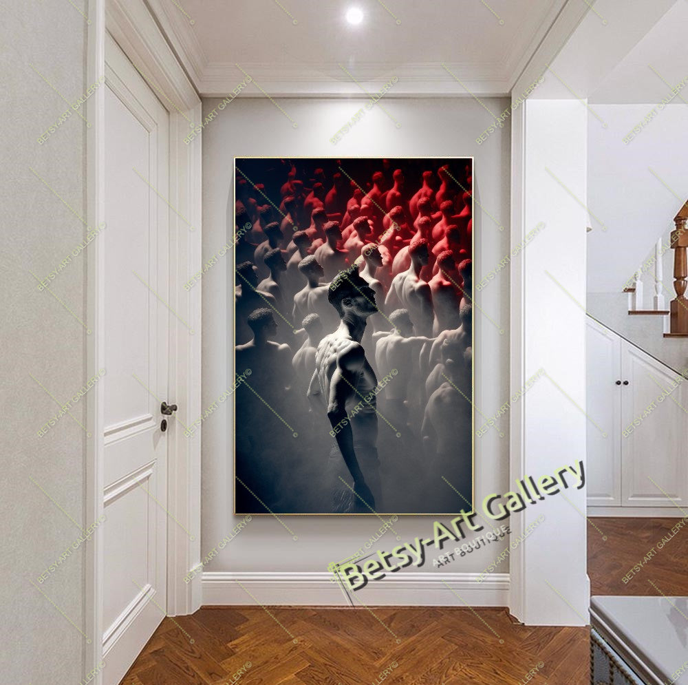 Rise from the Crowd – Abstract Figurative Art Print on Canvas