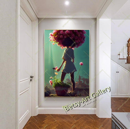 Elegant Lady at the Ocean Wall Art - Romantic Beach Scene Canvas Print