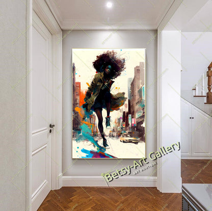 Elegant Lady at the Ocean Wall Art - Romantic Beach Scene Canvas Print