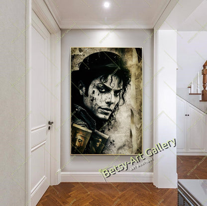 Michael Jackson Canvas Wall Art - Pop Legend Portrait Print