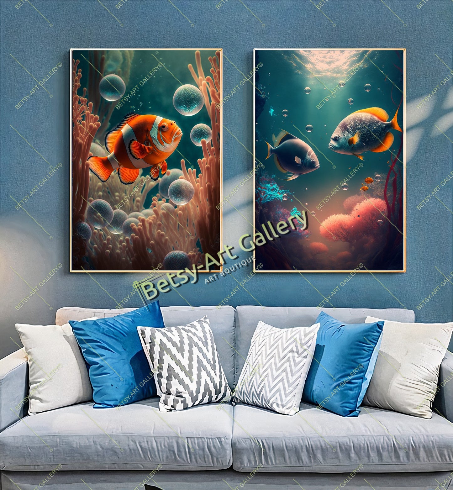 Caribbean Ocean Underwater Clownfish Canvas Print