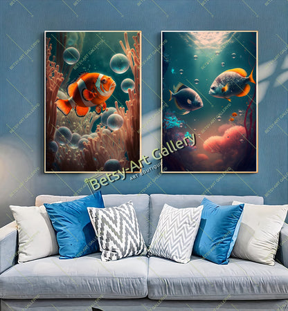 Caribbean Ocean Underwater Clownfish Canvas Print