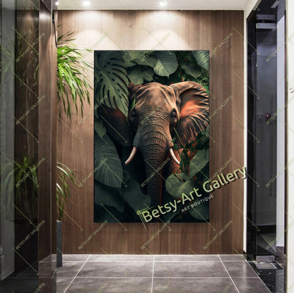 Jungle Elephant Canvas Print - African Wildlife Artwork