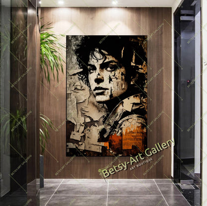 Michael Jackson Canvas Wall Art - Pop Legend Portrait Print