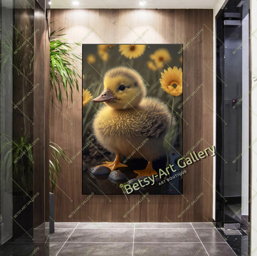 Yellow Duckling and Chick Canvas Print