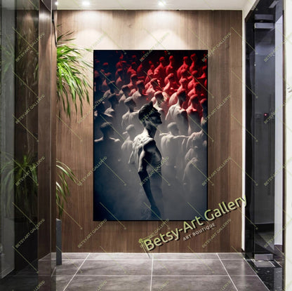 Rise from the Crowd – Abstract Figurative Art Print on Canvas
