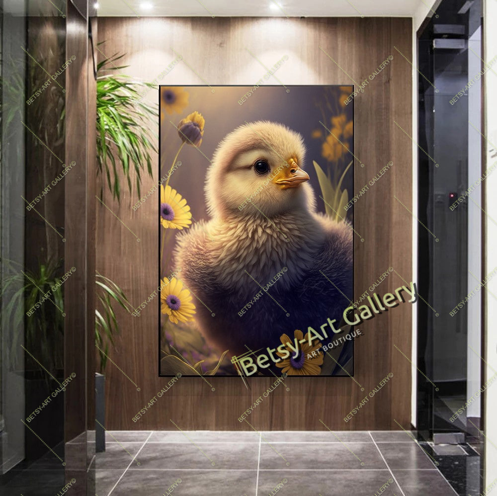 Yellow Duckling and Chick Canvas Print