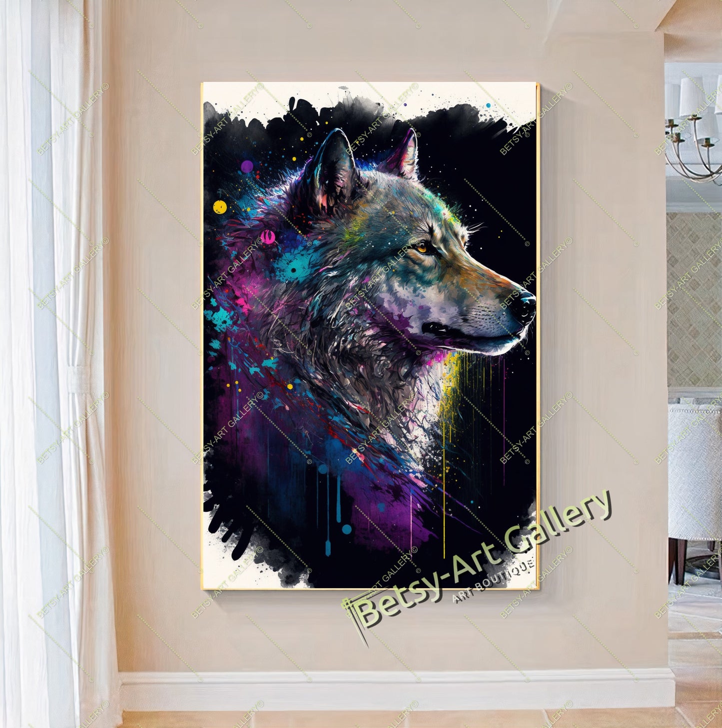 Wolf Watercolor Canvas Print - Abstract Animal Wall Art