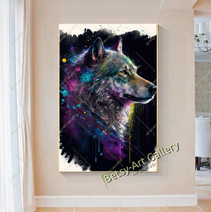 Wolf Watercolor Canvas Print - Abstract Animal Wall Art