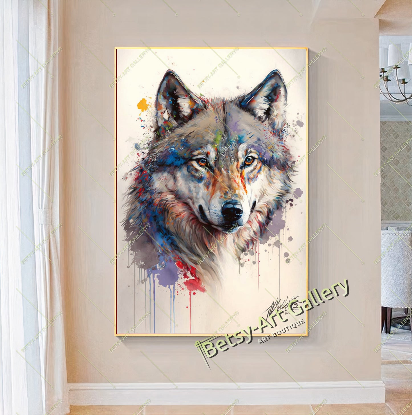 Wolf Watercolor Canvas Print - Abstract Animal Wall Art