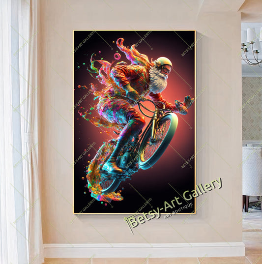 Biker Motorcycle Canvas Print, Rider Wall Art