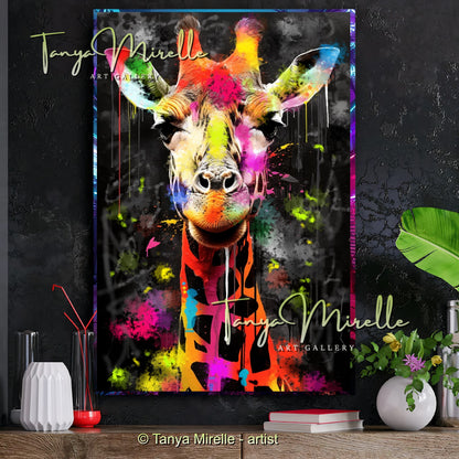 Graffiti Elephant Wall Art Print – Colorful Animal Canvas