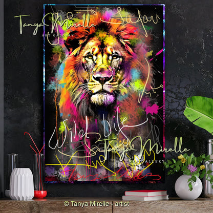 Colorful Graffiti Lion Canvas Print – Vibrant Animal Wall Art