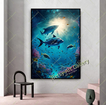 Caribbean Ocean Underwater Fish Canvas Print