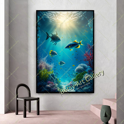 Caribbean Ocean Underwater Fish Canvas Print