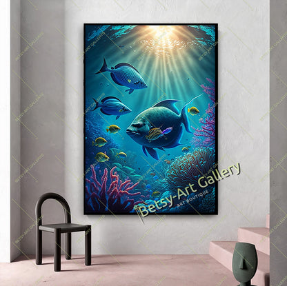 Caribbean Ocean Underwater Fish Canvas Print