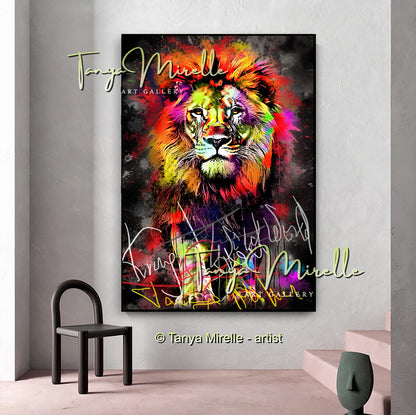 Colorful Graffiti Lion Canvas Print – Vibrant Animal Wall Art
