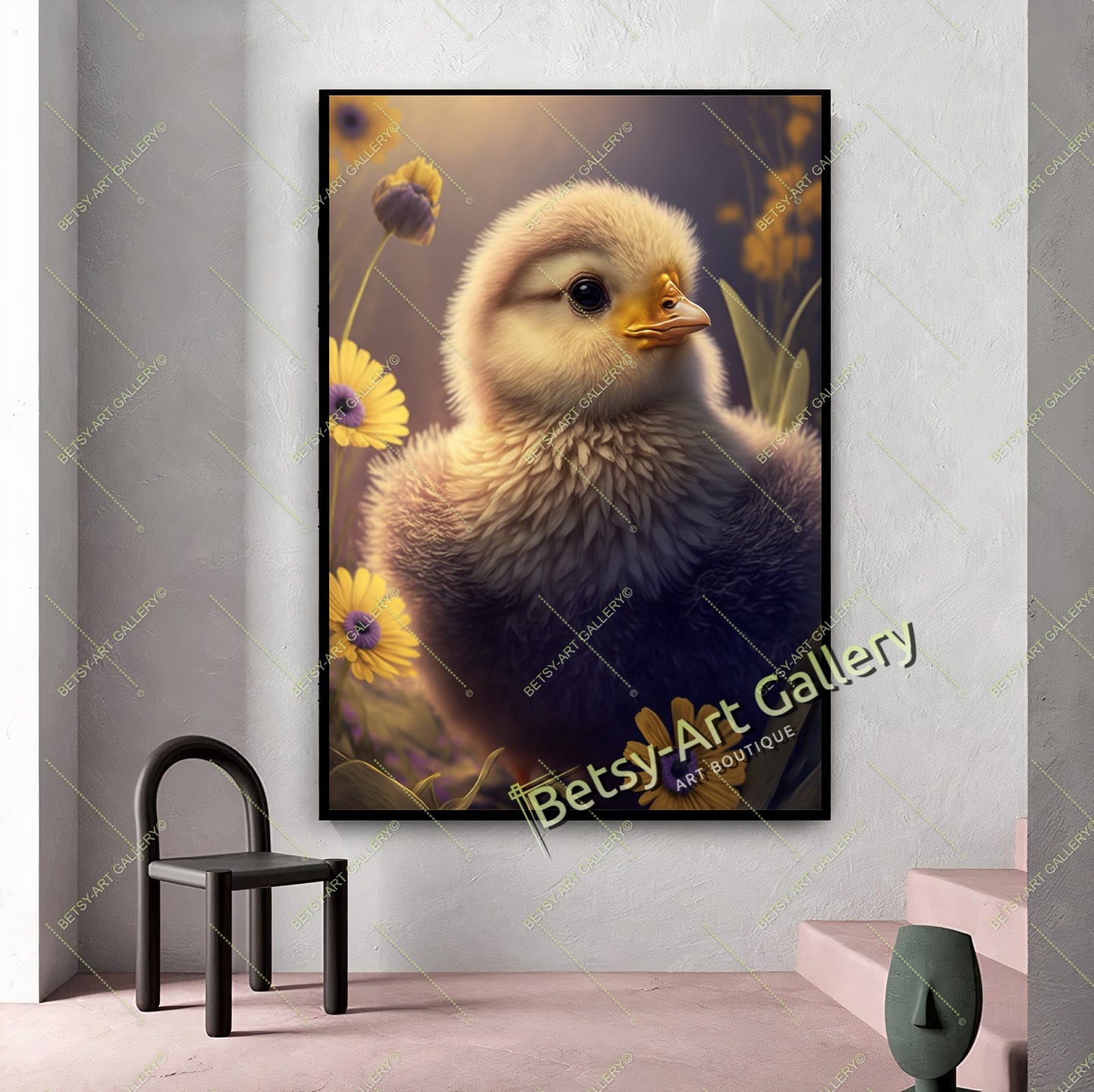 Yellow Duckling and Chick Canvas Print