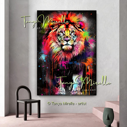 Colorful Graffiti Lion Canvas Print – Vibrant Animal Wall Art