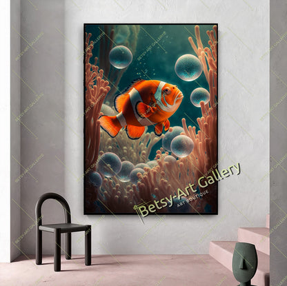 Caribbean Ocean Underwater Clownfish Canvas Print