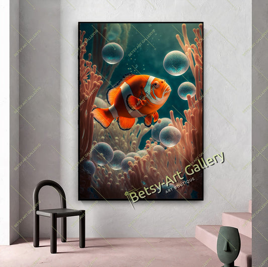 Caribbean Ocean Underwater Clownfish Canvas Print