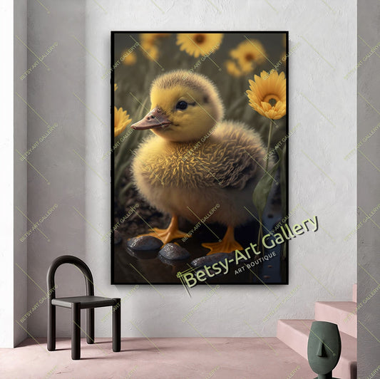 Yellow Duckling and Chick Canvas Print